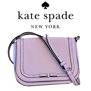 Kate Spade Lightest Blush Pink Rhinestone Bow Flap Crossbody Shoulder Bag